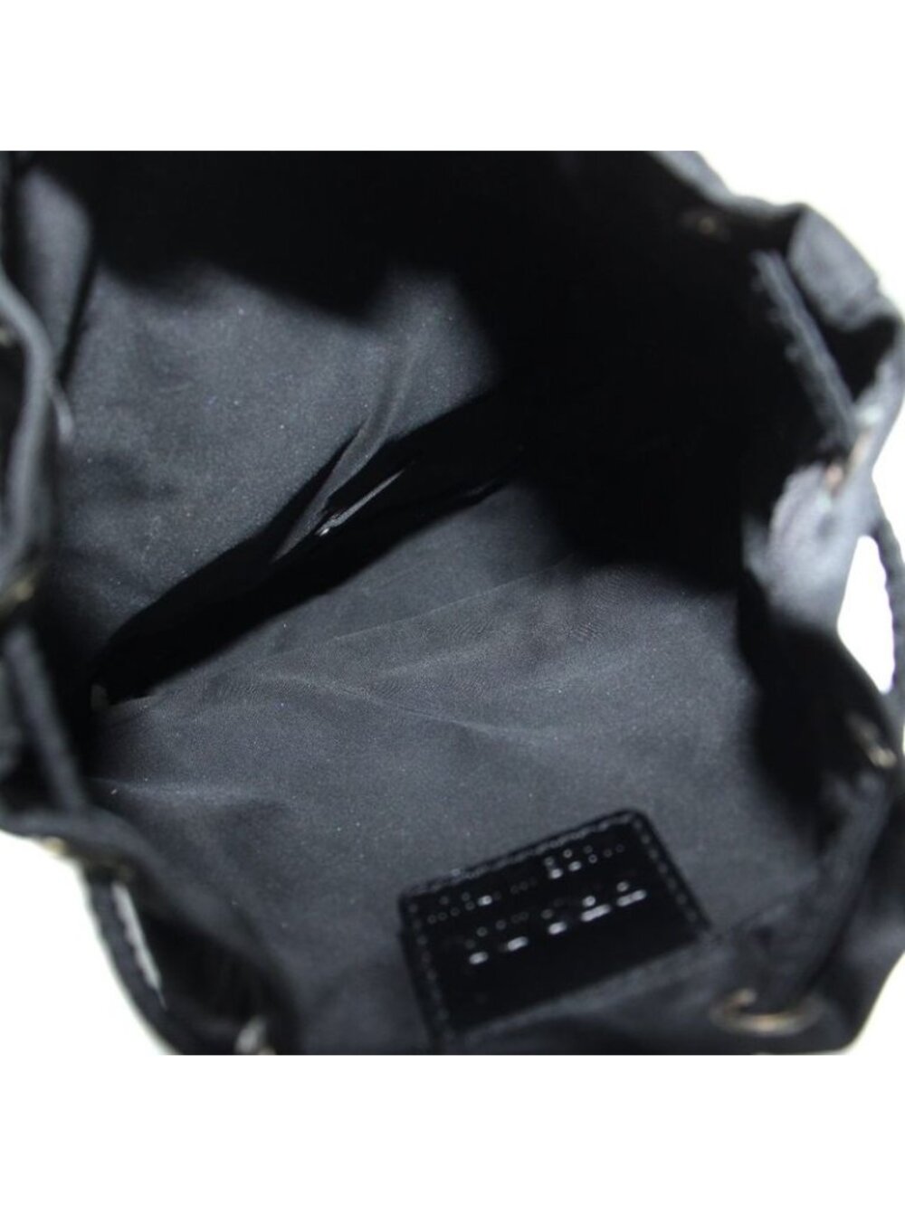 Prada Drawstring Pouch Vanity Nylon Triangle Plate Black - Picture 6 of 6